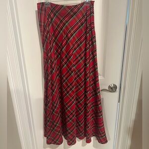 Adrianna Papell Red Plaid A-Line Skirt